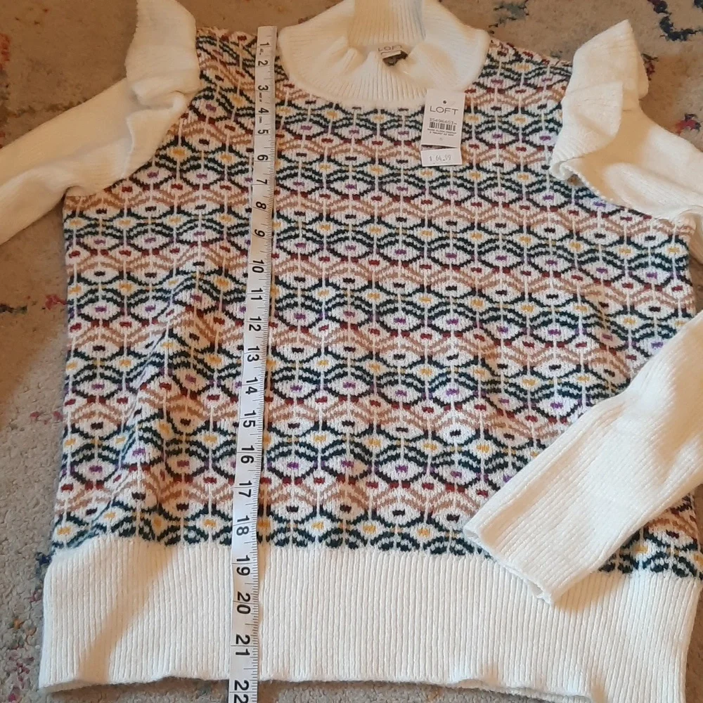 Loft Geometric Print Colorful Sweater Small - Picture 4 of 4